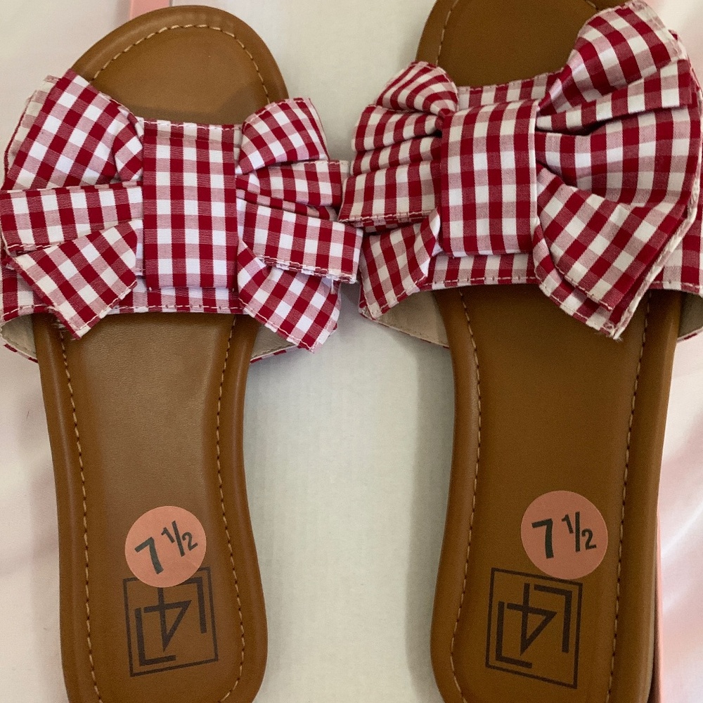 Gingham Bow Sandals